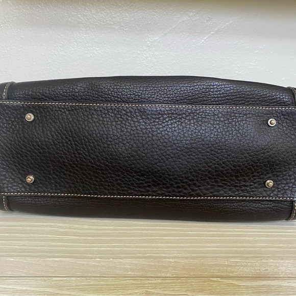 Dooney & Bourke Brown Pebbled Leather Top Handle Satchel Bag - Picture 9 of 13